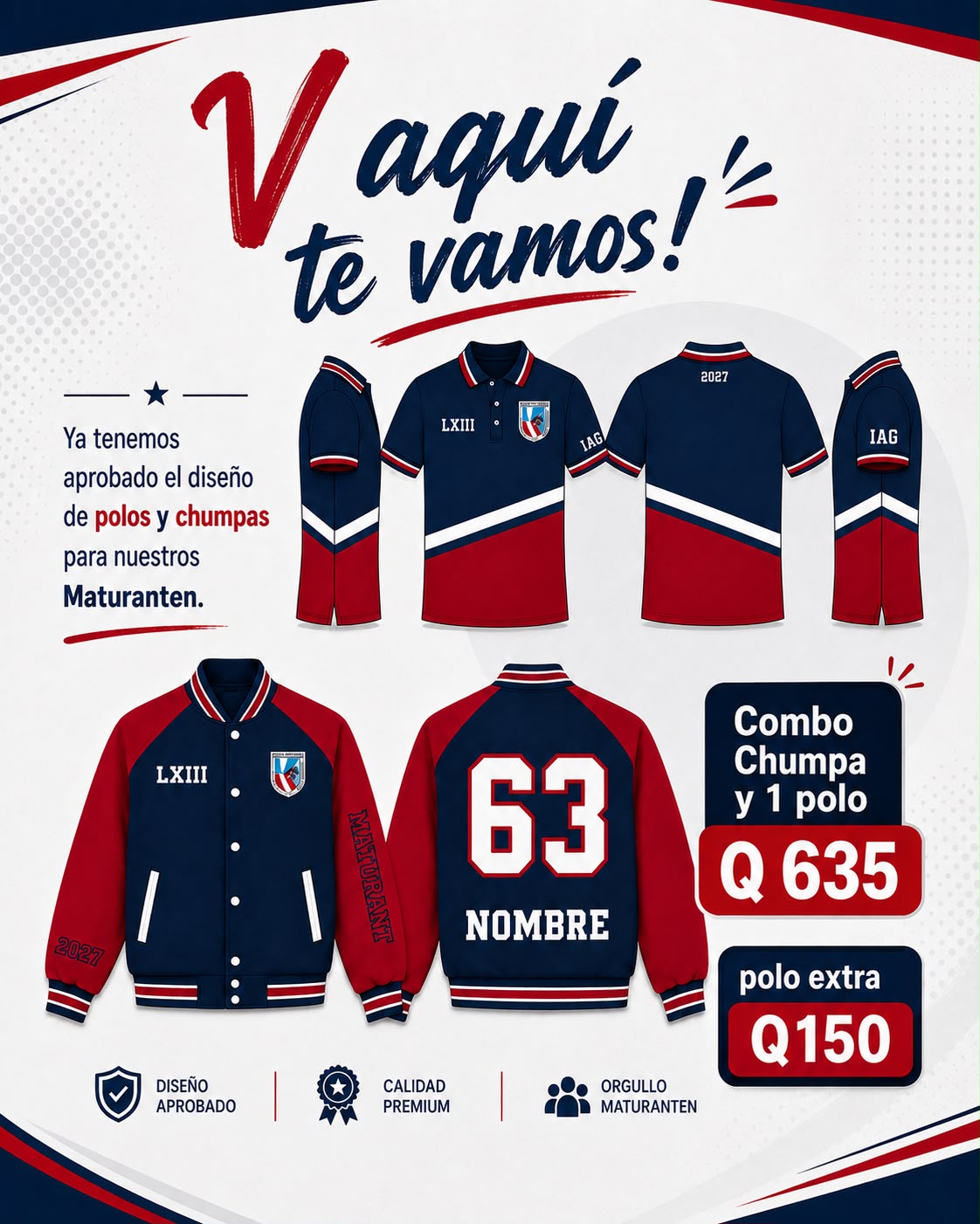 Diseño aprobado de polos y chumpas de la Promoción 63